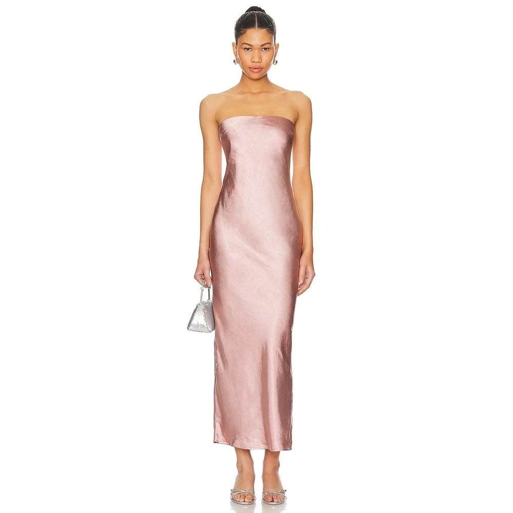 MORE TO COME | NWT Emma Strapless Maxi Dress in Blush Satin‎ XL